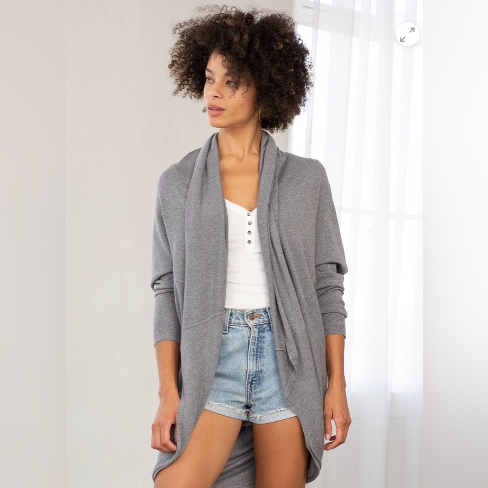 Lovestitch Heather Gray Open Front bag wing Cardigan